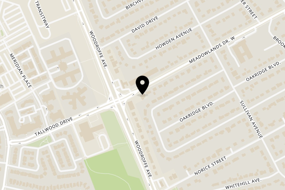 Map showing the location of Brampton Food on 178 Meadowlands Drive West in Ottawa